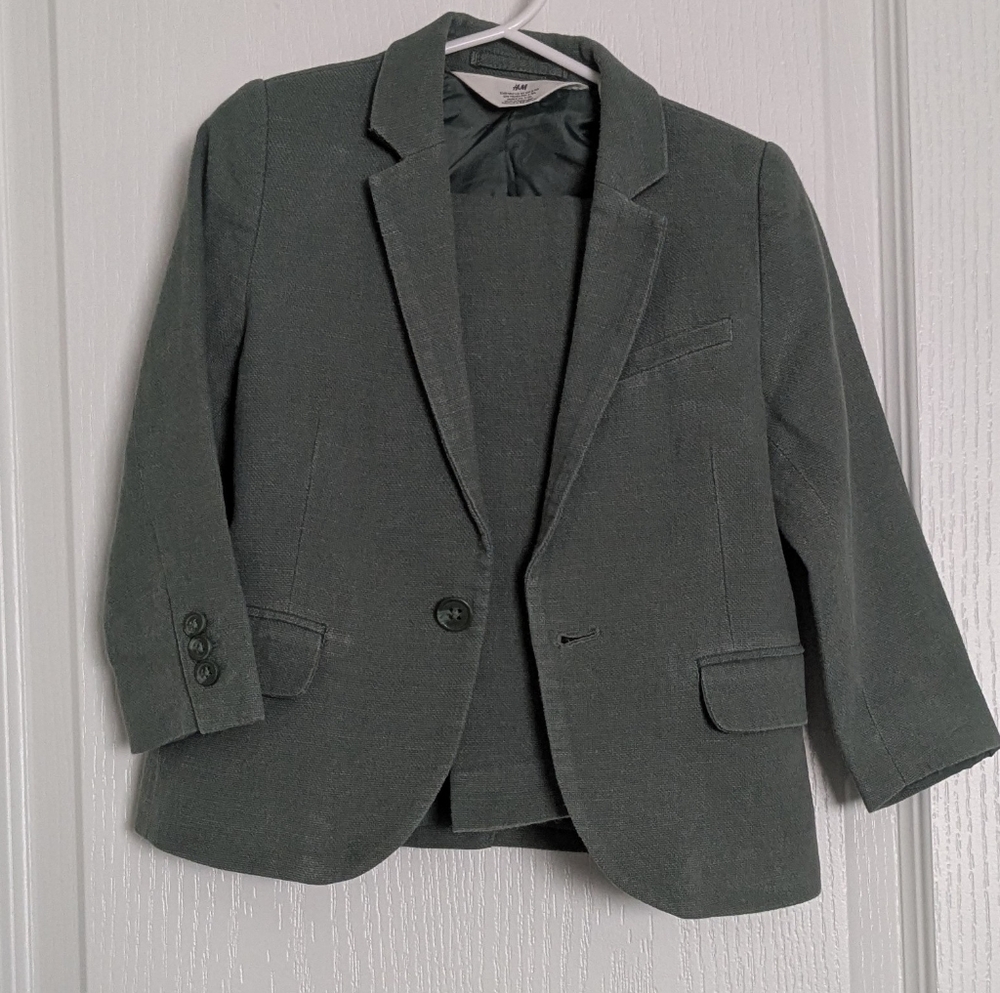 H&M Boys Mint Green Cotton/Linen Suit 4T